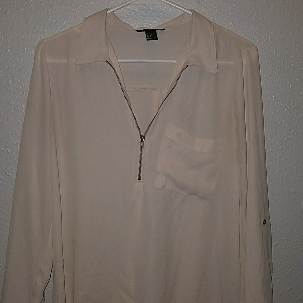 long sleeve cream blouse